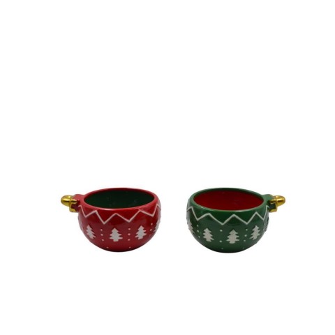 COPPETTA CERAMICA ROSSO-VERDE CM14X8